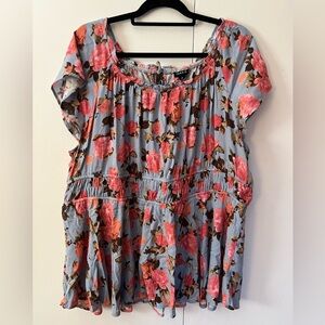 Torrid Floral Women's Top - Pink and Blue size 3